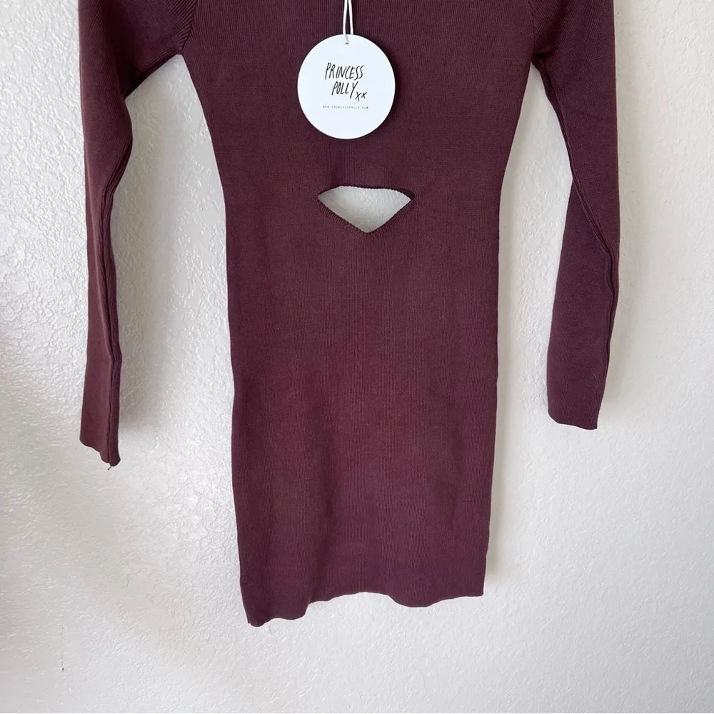 NEW Princess Polly SERENITY MINI DRESS BROWN size L - Picture 3 of 9